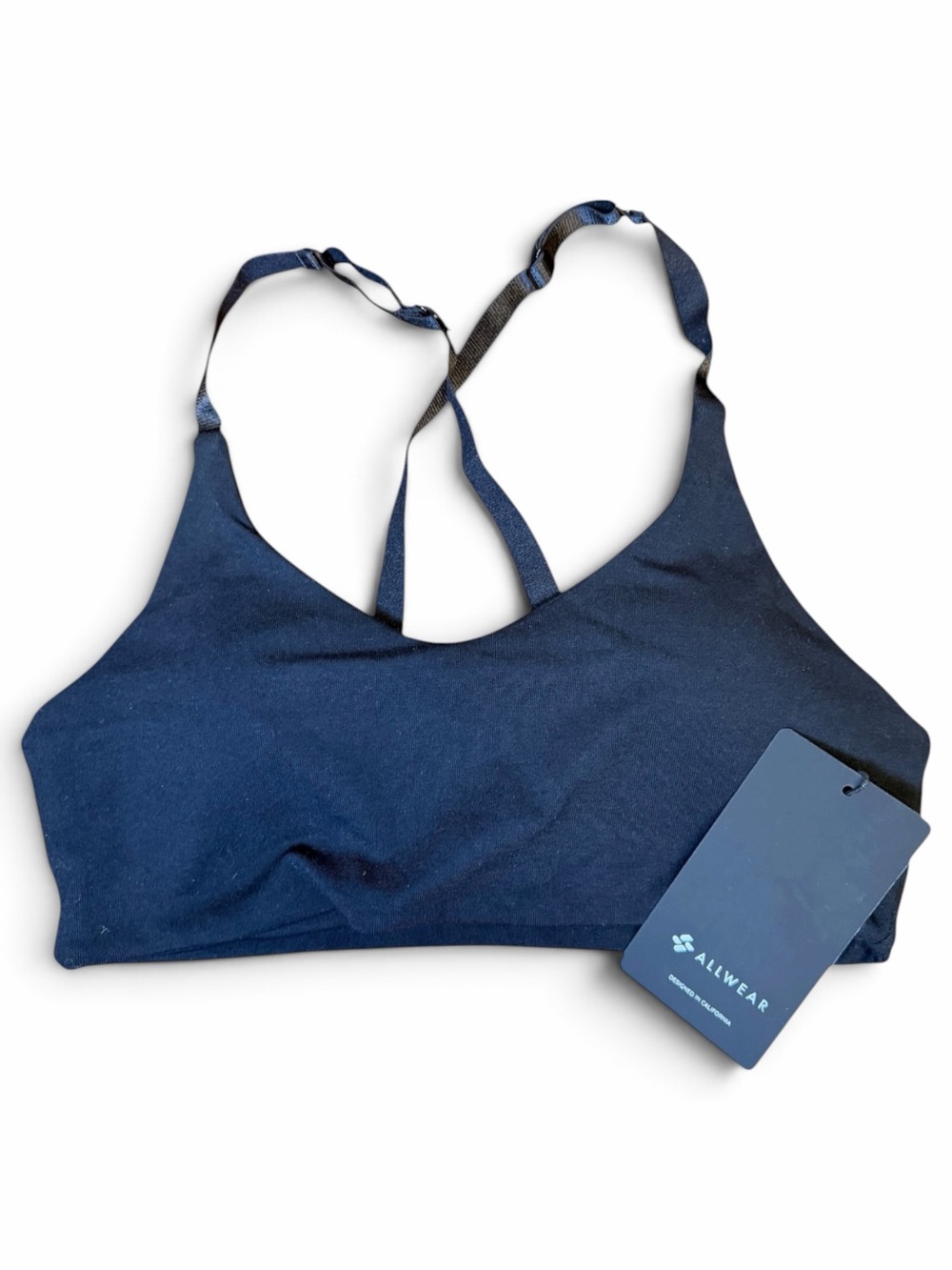 Allwear NWT Black Longline Sports Bra Size 4 Cross Back Adjustable Straps